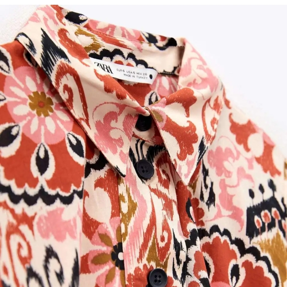 ❌️SOLD❌️ZARA PRINTED BELTED DRESS SIZE L - Picture 12 of 13